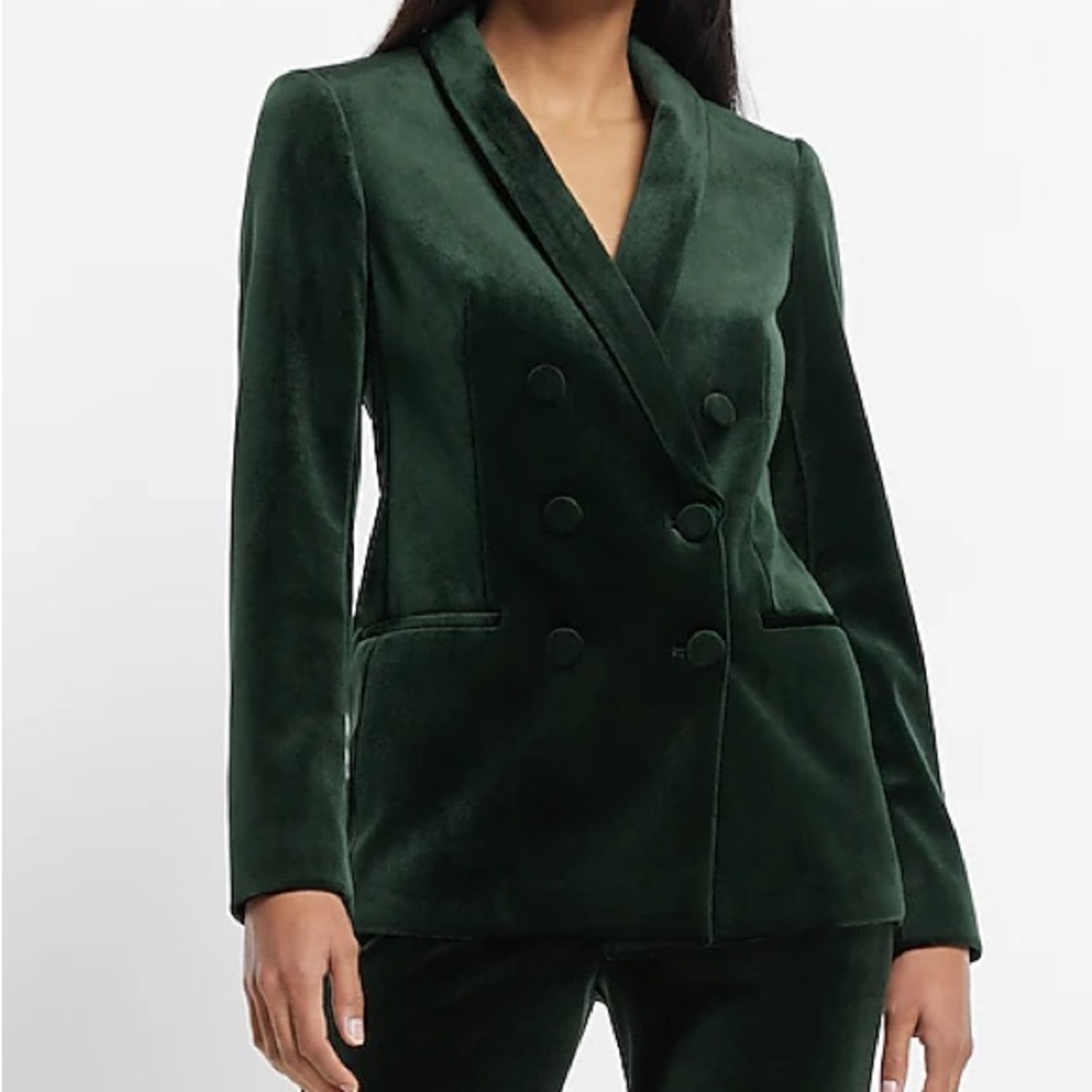 Express Dark Green Velvet Women's Blazer